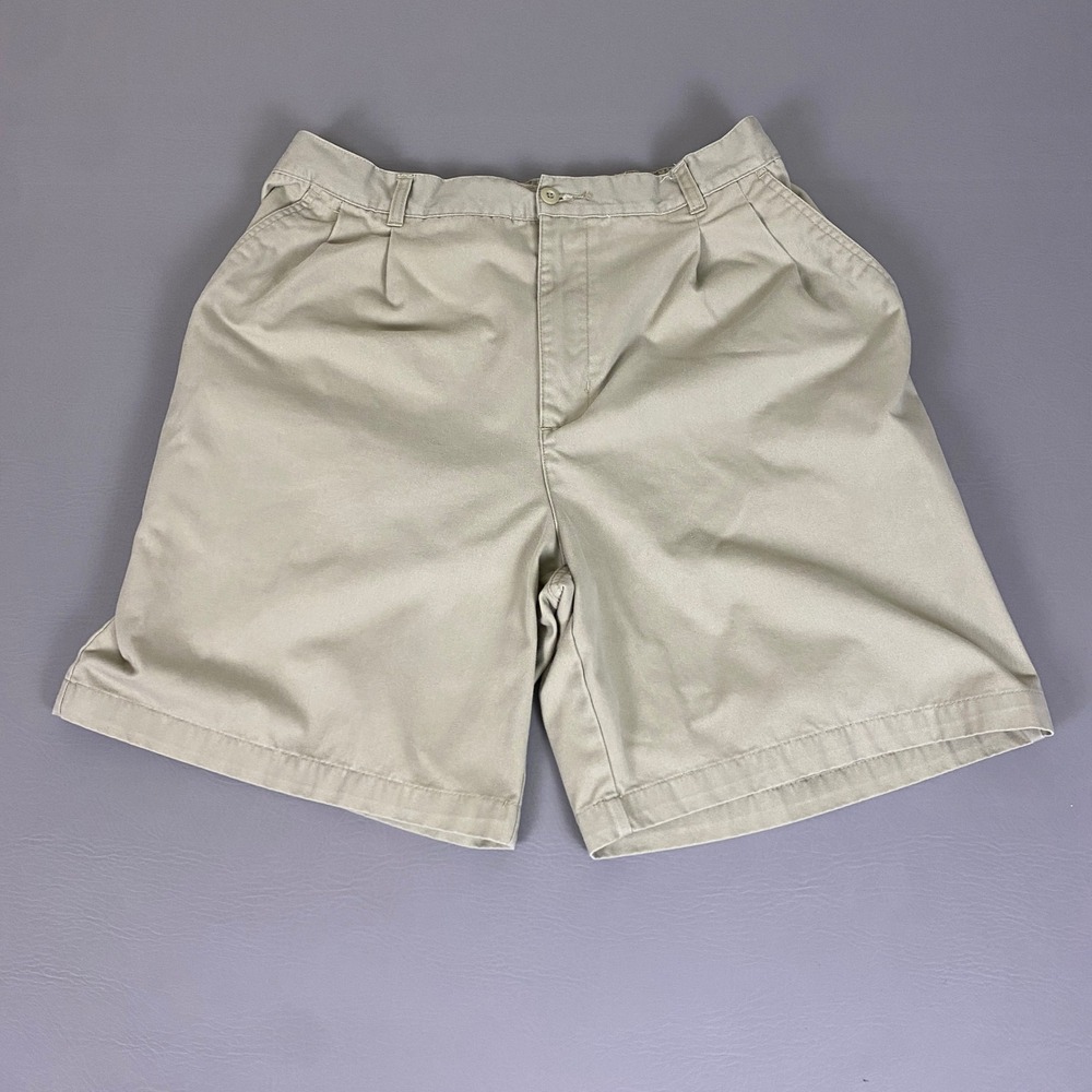 Puritan Shorts Men's Size 36 Khaki Tan Pleated Chino Elastic Waist Cotton Blend